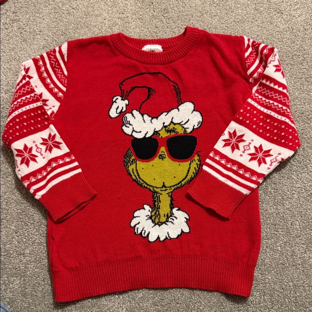 Kids Red Grinch Sweater with Santa Hat